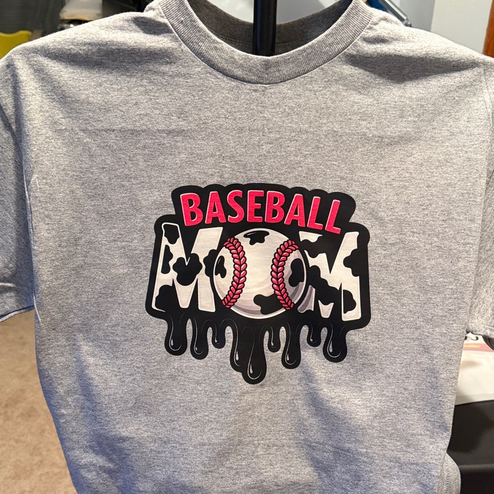 Gildan Gray "Baseball Mom" Tee with Pink Accents